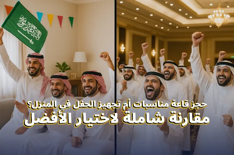 حجز قاعة مناسبات أم تجهيز الحفل في المنزل؟ مقارنة شاملة لاختيار الأفضل